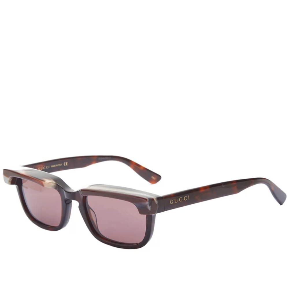 21. NWT GUCCI GG1166S RECTANGULAR FRAME SUNGLASSES IN HAVANA & BROWN